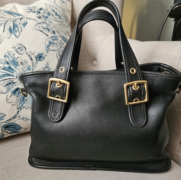 Vintage Coach Legacy Two-Way Black Glovetanned Leather Tote Satchel Bag #9063 - Picture 5 of 17